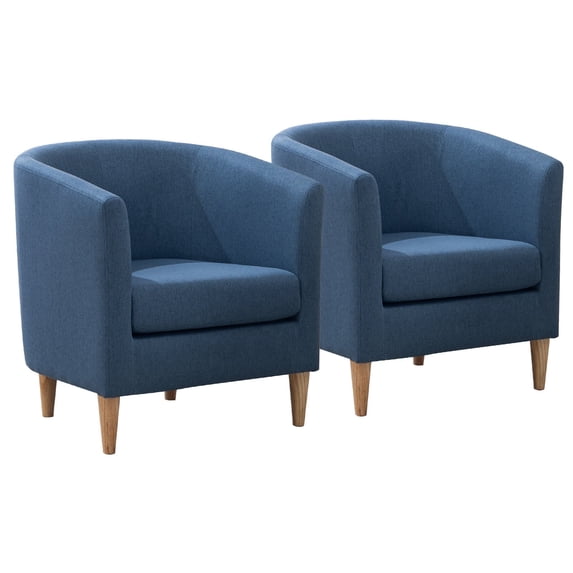 Barrel Accent Chair Set of 2, Modern Comfy Living Room Chairs with Armrest Reading Chair, Cozy Soft Padded for Small Space Bedroom Reception Room Cafe (Blue)