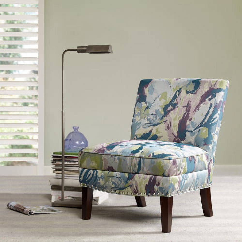 Modern Fabric Armless Accent Chair Slipper Chair Vanity Chair with Padded Seat and Wood Legs Removable Washable Covers Corner Side Chair for Bedroom