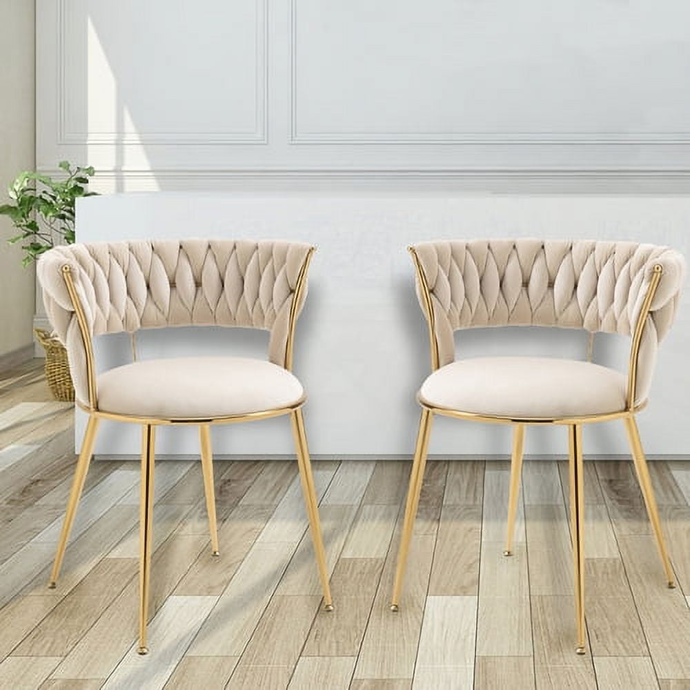 Modern Fabric Dining Chairs Set of 2 Upholstered Living Room