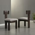 thumbnail image 1 of Modern Fabric Dining Chairs Set of 2 - Gray Seating on Dark Brown Rubber Wood Legs, 1 of 15