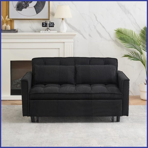 Modern Fabric Loveseat Sofa Bed - 54.3" Wide Solid Wood Frame for Small Spaces & Living Rooms