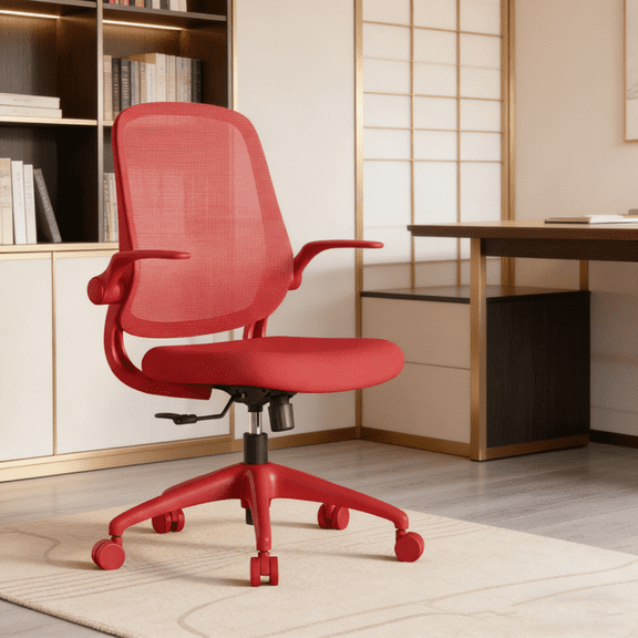 Modern Fabric Office Chair with Foldable Armrests - Executive Visitor Guest Seating with Padded Cushion for Conference Room, Reception, Home Office