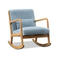 thumbnail image 1 of Modern Fabric Rocking Chair, Mid Century Accent Chair Accent Sofa Arm Chair with Wooden Legs for Living Room Upholstered Single Sofa Arm Chair for for Living Room Bedroom Leisure Chair, Light Blue, 1 of 5