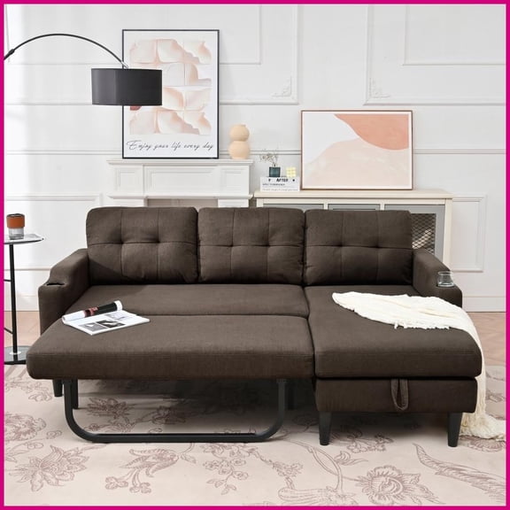 Modern Fabric Sofa with Built-in Storage, 74.8”W 2-Seater Living Room Couch for Small Spaces