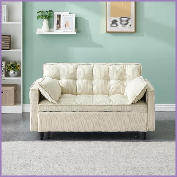 Modern Fabric Twin Sofa Bed with Solid Wood Frame - Ideal for Small Apartments & Studios