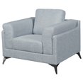 thumbnail image 1 of Modern Fabric Upholstered Chair with Flat Angular Legs, Blue and Silver, 1 of 1