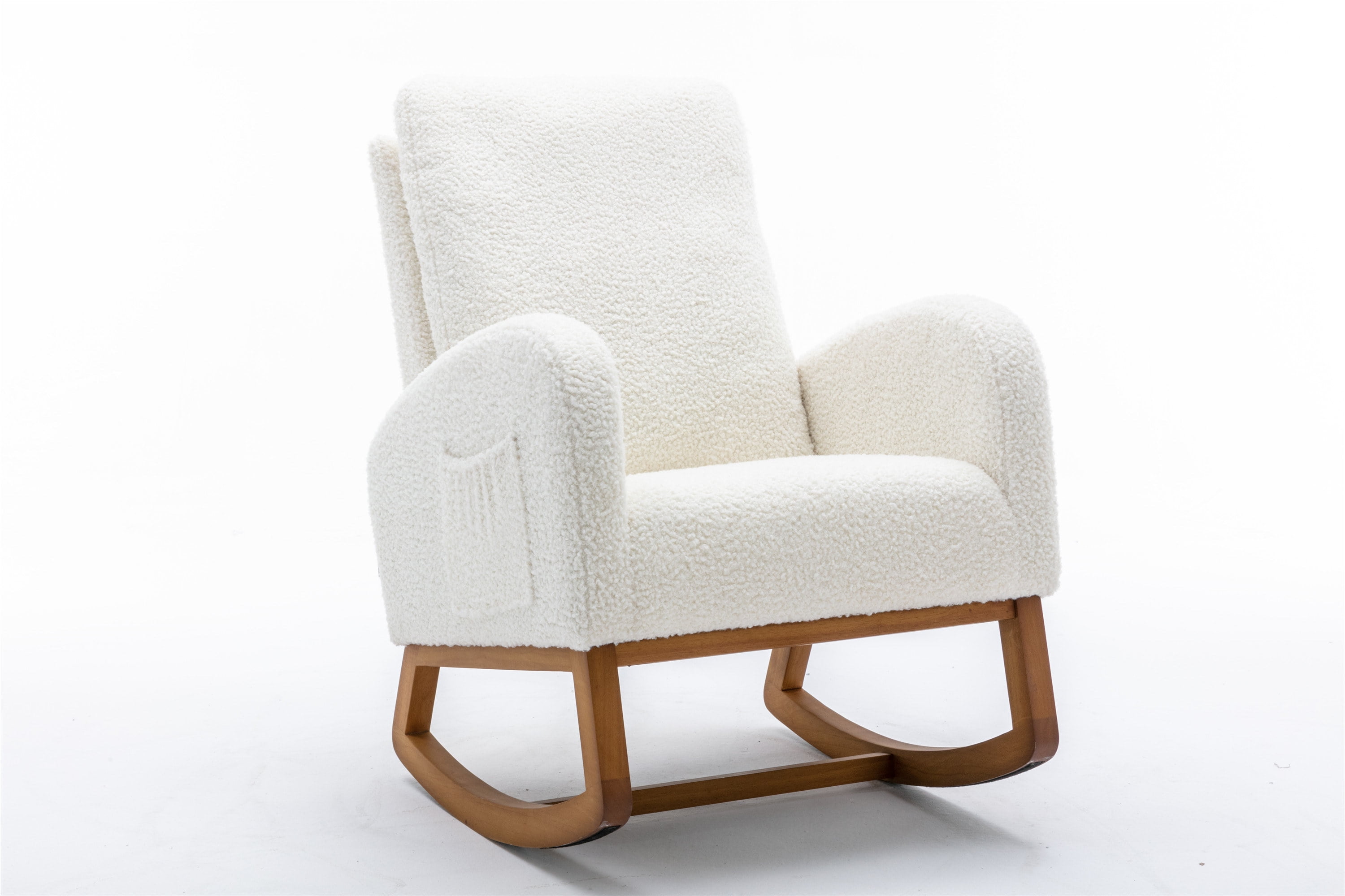 Modern Fabric Upholstered Rocking Chair Nursery, Comfy Accent Arm Chair
