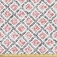 thumbnail image 1 of Modern Fabric by the Yard, Checkered Pattern with Dots of Different Sizes Futuristic Minimalist Grid, Decorative Upholstery Fabric for Chairs & Home Accents, 1 Yard, Vermilion Black White by Ambesonne, 1 of 4