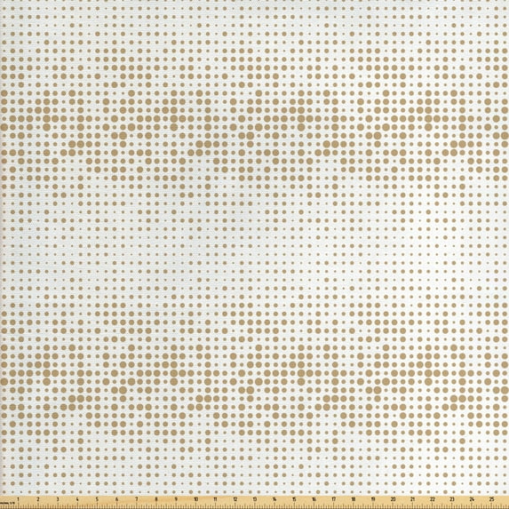 Ambesonne Modern Fabric by the Yard Upholstery, Halftone Inspired Pattern, 10 Yards, Dark Sand Brown White