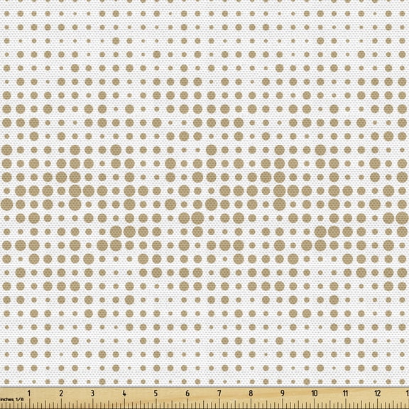 Ambesonne Modern Fabric by the Yard Upholstery, Halftone Inspired Pattern, 1 Yard, Dark Sand Brown White