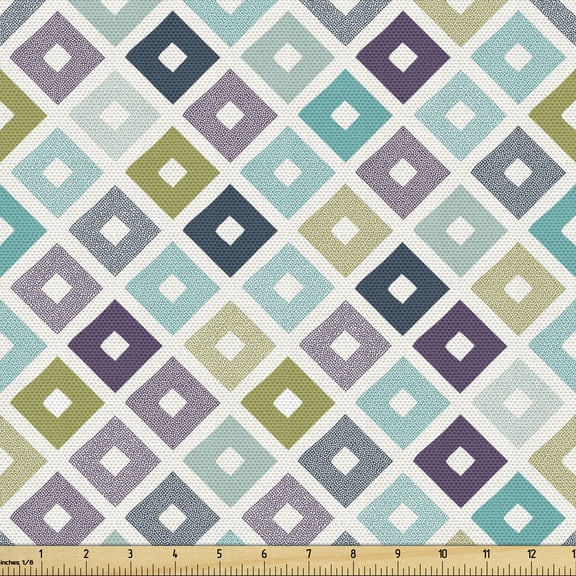 Ambesonne Modern Fabric by the Yard Upholstery, Geometrical Triangles, 1 Yard, Multicolor