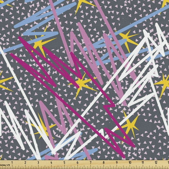 Ambesonne Modern Fabric by the Yard Upholstery, Abstract Art Scraps Sketch, 1 Yard, Multicolor