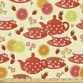 thumbnail image 1 of Modern Fabric by the Yard, Teapots and Cup with Polka Dots Lime Orange and Strawberry Fruits Display, Decorative Upholstery Fabric for Chairs & Home Accents, 10 Yards, Yellow Scarlet by Ambesonne, 1 of 4