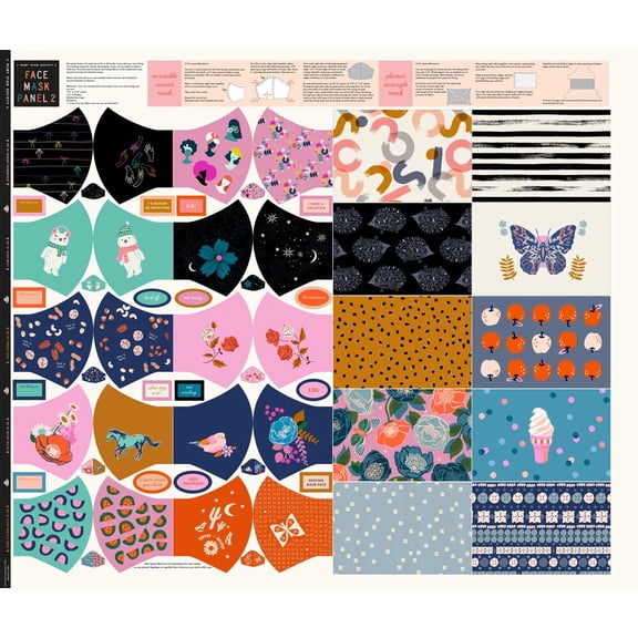 Modern Face Mask Panel 2 Ruby Star Society modern mask fabric panel
