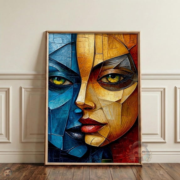 Modern Face Portrait Cubism Design Gallery Interior Styling Poster ...