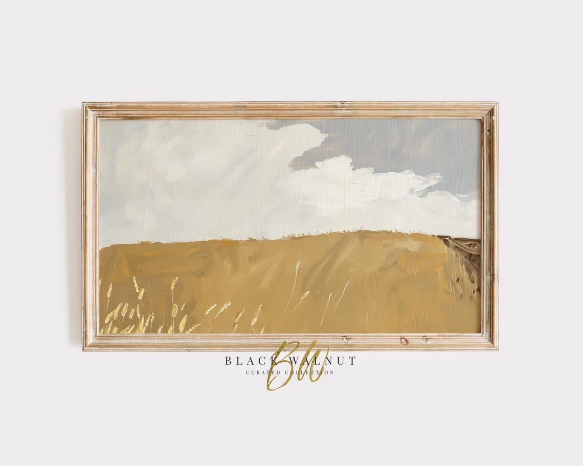 Screen Scaver Abstract Modern Fall Abstract Landscape Wall Art, Mid Century Wheat Field ...
