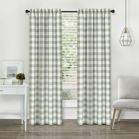 Modern Farmhouse 2 Piece Rod Pocket Large Buffalo Checkered Plaid Curtains - Assorted Colors & Sizes