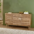 thumbnail image 1 of Modern Farmhouse 3 Door Storage Cabinet, Wooden Boho Style Carved Texture Coffee Bar Table, Sideboard Buffet Cabinet For Dining Room Entryway Kitchen Living Room, 1 of 9