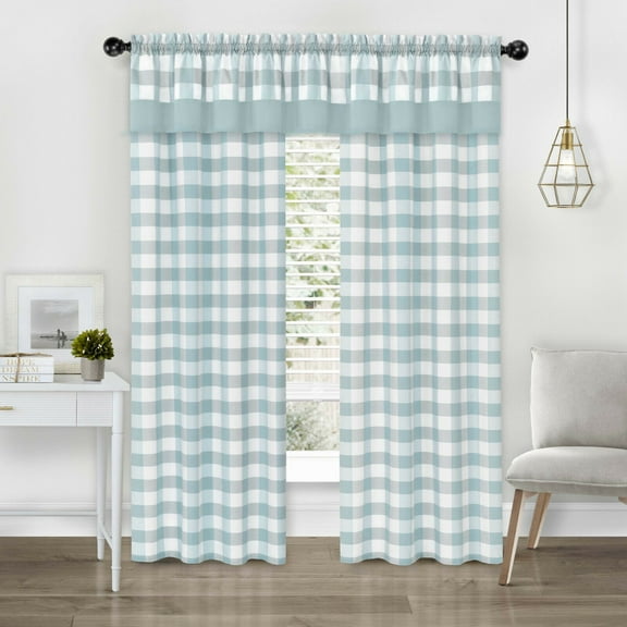 Modern Farmhouse 3 Pc Buffalo Check Plaid Curtain Set, Cozy and Elegance