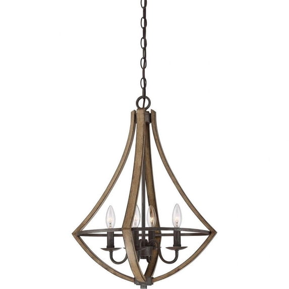 Modern Farmhouse 4 Light Candle Style Caged Dinette Chandelier with Faux Wood Accents Collection Bailey Street Home 71-Bel-2749223