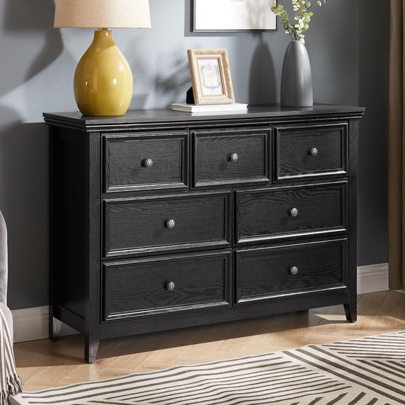 Modern Farmhouse 7 Drawer Dresser Chests, Dressers for Bedroom, Wood Rustic TV Stand of Drawers Closet Organizer & Storage Clothes for Living Room, Hallway