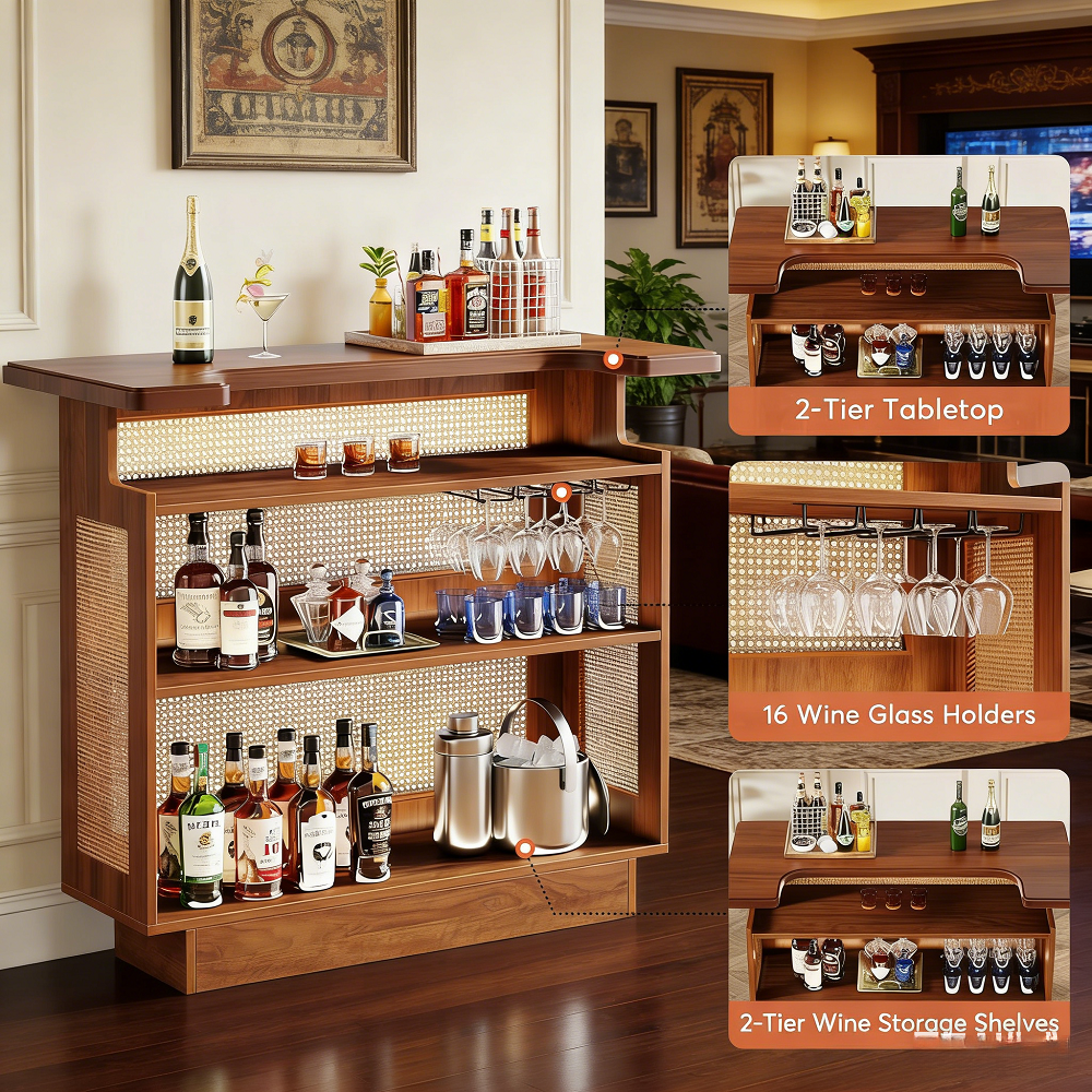 Modern Counter Wine Rack Modern Farmhouse Bar Cabinet with Wine Rack and Stemware Holder 47 Inch ...