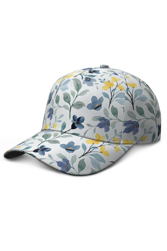 Modern Farmhouse Baseball Cap – Botanical Floral Dad Hat Featuring Autumn Leaves Rustic Country Design, Watercolor Artistic Pattern, Adjustable Unstructured Hat