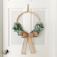 Modern Farmhouse Bead Wreath with Burlap Bow and Lamb's Ear Accents