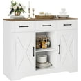 Modern Farmhouse Buffet with Storage, Barn Doors Sideboard