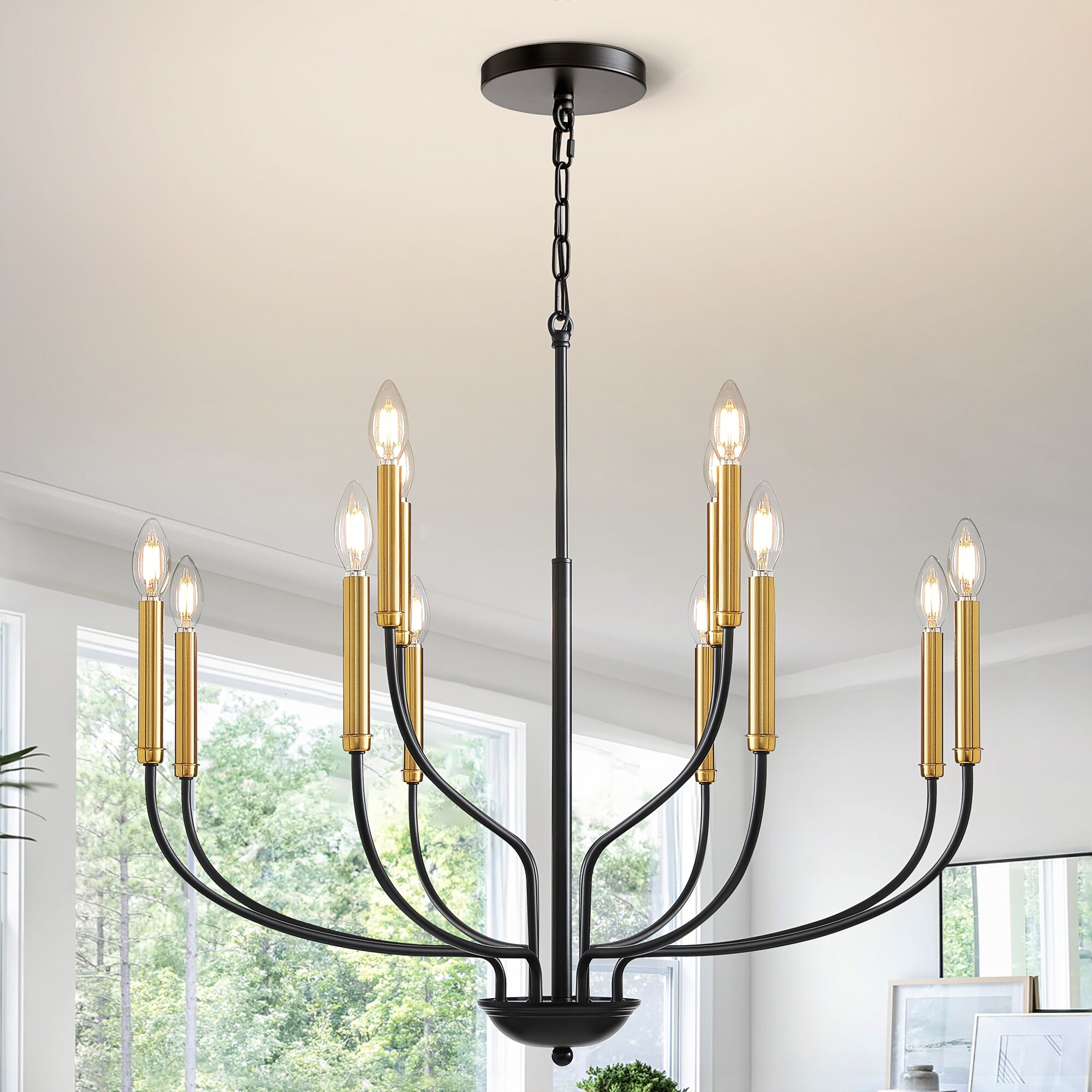 Modern Farmhouse Chandelier Black and Gold Ceiling Hanging Light