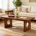 thumbnail image 1 of Modern Farmhouse Coffee Table with Solid Pine Legs, 47 "Wooden Center Table for Living Room, Rectangle Rustic Table with Large Storage Space, Multi-Functional Cocktail Tea Furniture (Walnut), 1 of 18