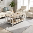 thumbnail image 1 of Modern Farmhouse Coffee Table with 2-Tier Storage - Light Coffee Finish, 1 of 7