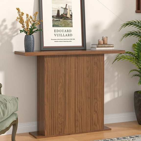 Modern Farmhouse Console Table, Simple Hallway Table, Narrow Table for Entryway, Walnut