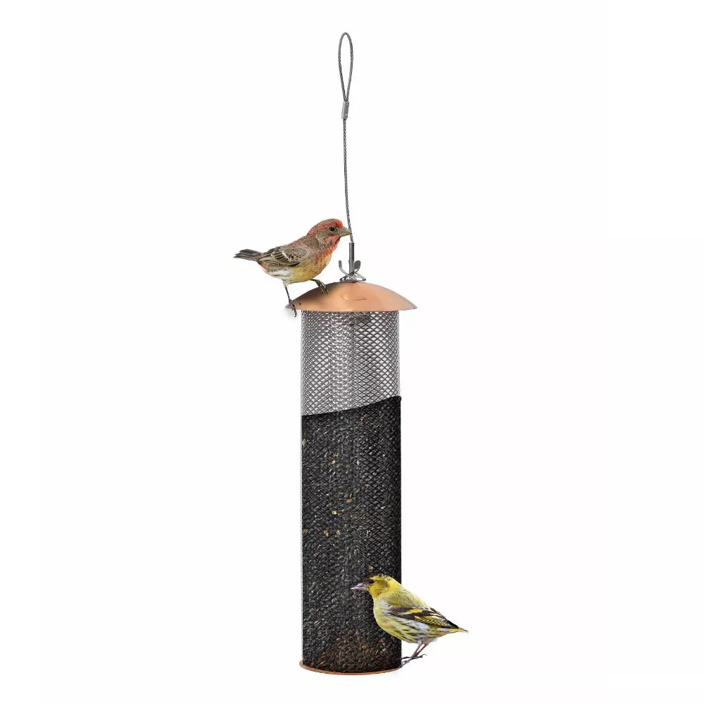 Modern Farmhouse Copper Mesh Bird Tuber Feeder for Finches