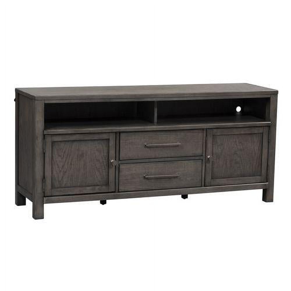 Modern Farmhouse Dark Gray 66 Inch Entertainment Console with Storage