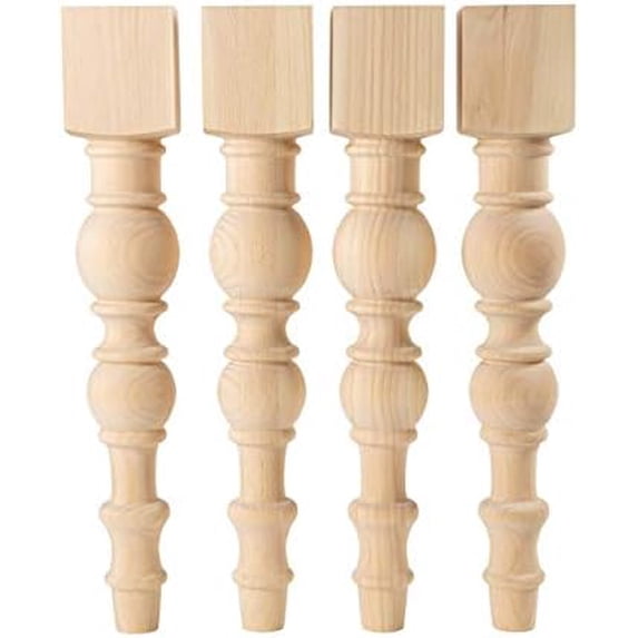 Modern Farmhouse Dining Table Legs - Handmade in USA - Unfinished - DIY Furniture - Turned Wooden Legs - Set of 4 - Dimensions: 5" x 29"$$Tools & Hardware Other