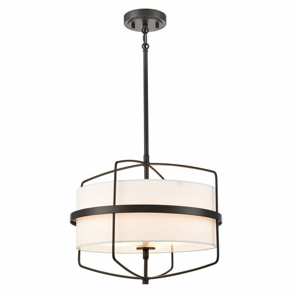 Modern Farmhouse Drum Chandelier for Dining Room ORB Finish Pendant Light