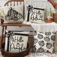 thumbnail image 1 of Modern Farmhouse Fall Pillow Covers 18x18 Set of 4 Hello Pumpkin Fall Outdoor Pillows Decorative Throw Pillows Cases Autumn Decor Black Vertical Stripe Thanksgiving, 1 of 7