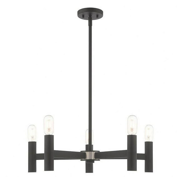 Modern Farmhouse Five Light Chandelier-Black Finish Bailey Street Home 218-Bel-3110279