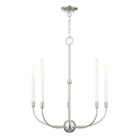 Modern Farmhouse Five Light Chandelier-Brushed Nickel Finish Bailey Street Home 218-Bel-4188523