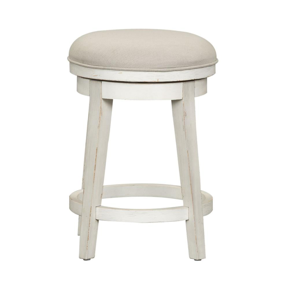 White Swivel Adjustable Wood Console Stool