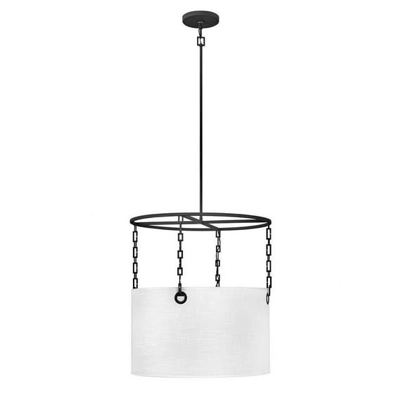 Modern Farmhouse Four Light Chandelier in Black Finish Bailey Street Home 81-Bel-4160206
