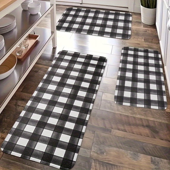 Modern Farmhouse Grid Net Kitchen Mats - 2/3pcs, Anti-Slip, Suitable ...