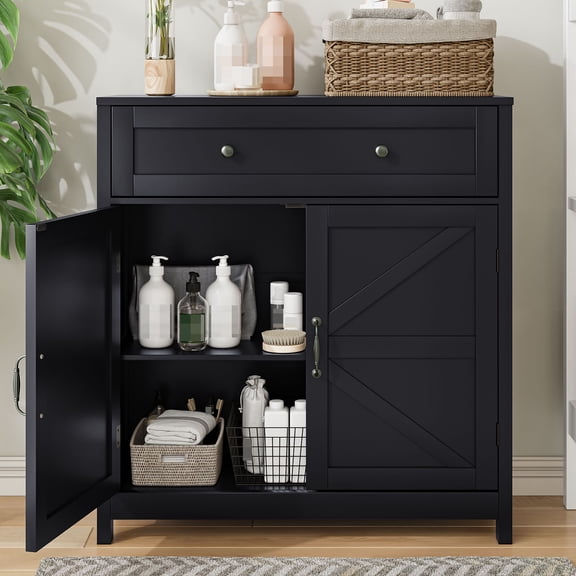 Modern Farmhouse Kitchen Storage Cabinet with Drawer and Adjustable Shelf, for Versatile Use