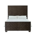 Modern Farmhouse Metal Frame Dark Oak Queen Headboard