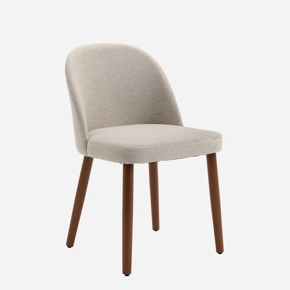 Modern Farmhouse Mid-Century Dining Chairs, Set of 2, Upholstered Linen Fabric Seats, Solid Wood Frame with Dark Walnut Finish, Linen