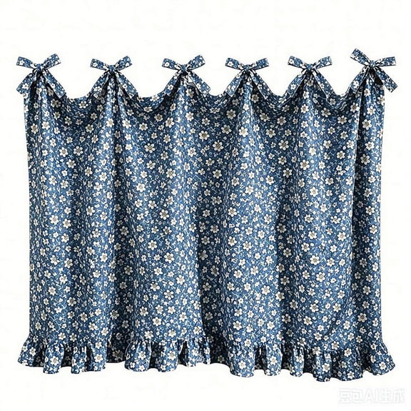 Modern Farmhouse Oven Skirt Curtain, Handmade Fabric Oven Curtains for Kitchen Decor, Ribbon Ties and Ruffle Trim, Dishwasher Cover to Hide Clutter, Gift for Mom and Housewarming Decor