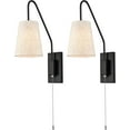 thumbnail image 1 of Moose Contemporary 2-Light Dimmable LED Black Wall Sconces with Shades, 2 Count, 1 of 8
