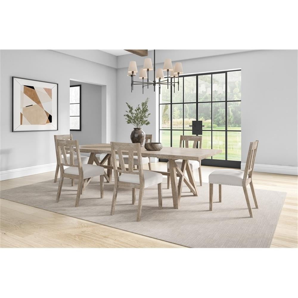 Modern Farmhouse Rectangular Kitchen Table With Six Chairs Wood Brown ...