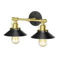 thumbnail image 1 of Gatco 1724 Modern Farmhouse Metal Double Sconce, Matte Black/Brushed Brass, 1 of 4